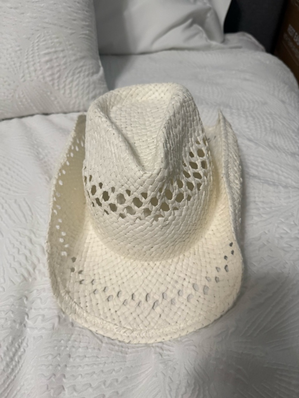 H&M Cream Woven Straw Cowboy Hat with Vented Weave